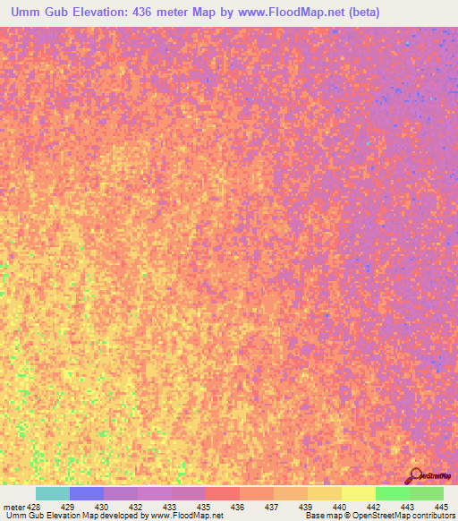 Umm Gub,Sudan Elevation Map