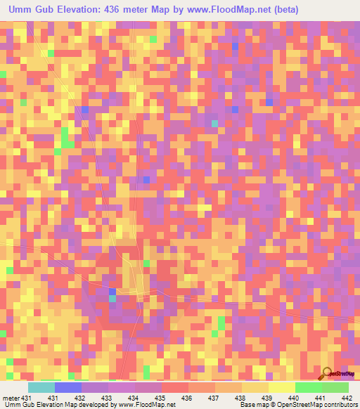 Umm Gub,Sudan Elevation Map