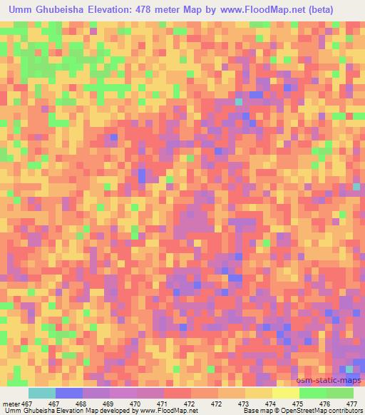 Umm Ghubeisha,Sudan Elevation Map