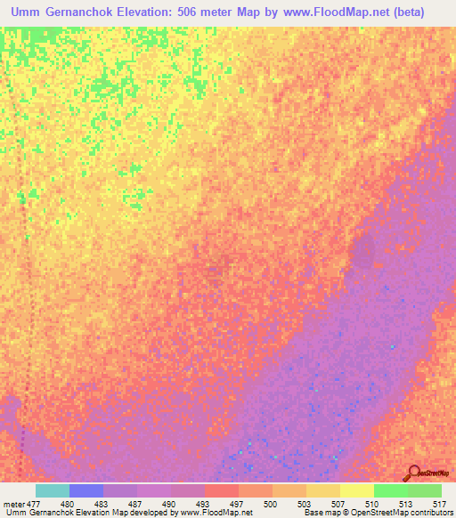 Umm Gernanchok,Sudan Elevation Map