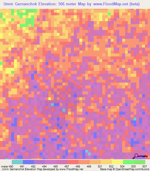 Umm Gernanchok,Sudan Elevation Map