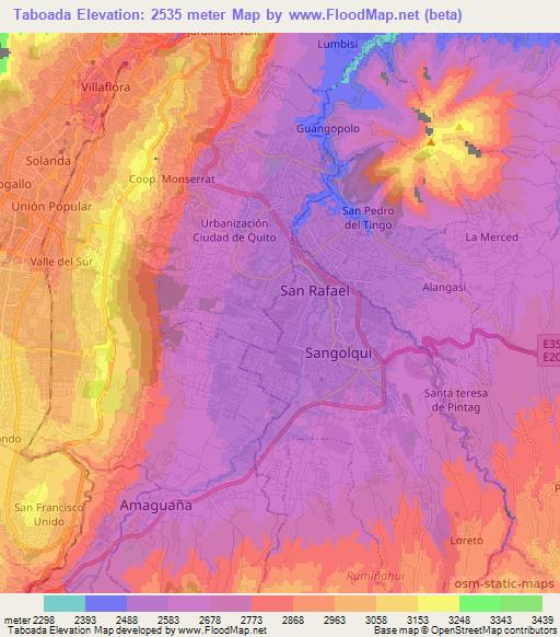 Taboada,Ecuador Elevation Map