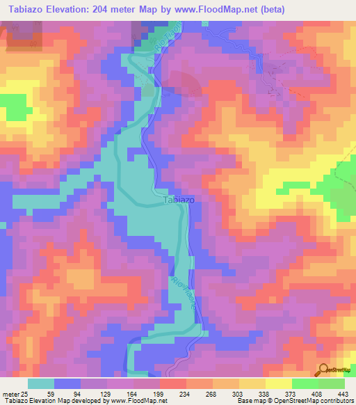 Tabiazo,Ecuador Elevation Map