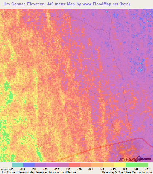 Um Qannas,Sudan Elevation Map