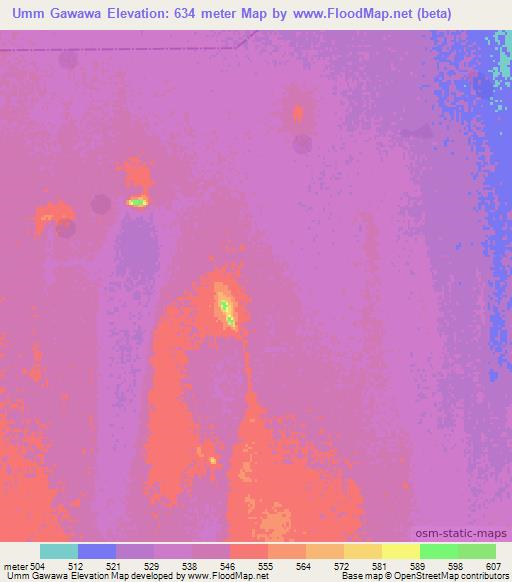 Umm Gawawa,Sudan Elevation Map