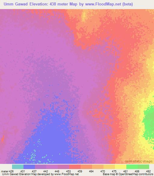 Umm Gawad,Sudan Elevation Map
