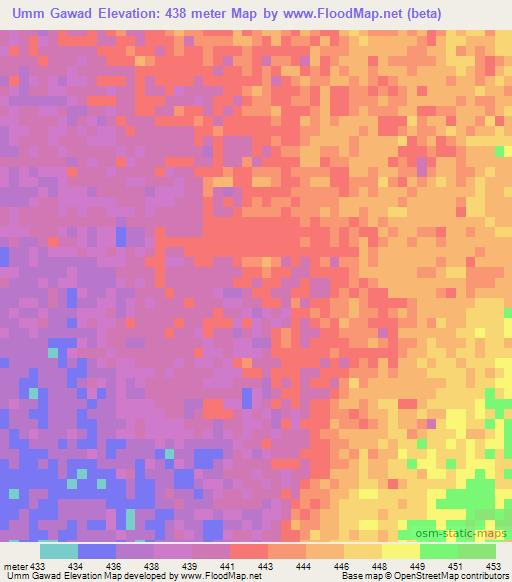 Umm Gawad,Sudan Elevation Map