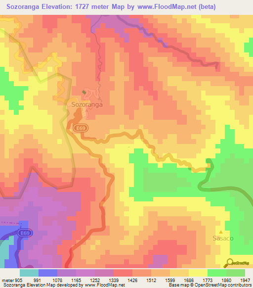 Sozoranga,Ecuador Elevation Map