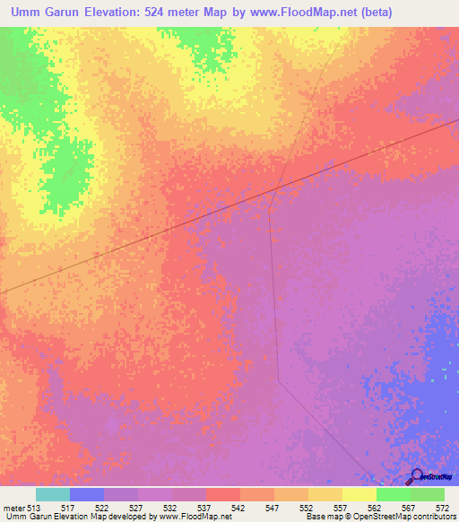 Umm Garun,Sudan Elevation Map