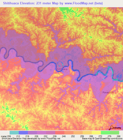Shitihuaca,Ecuador Elevation Map