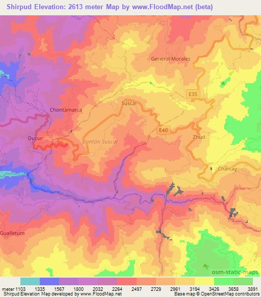 Shirpud,Ecuador Elevation Map