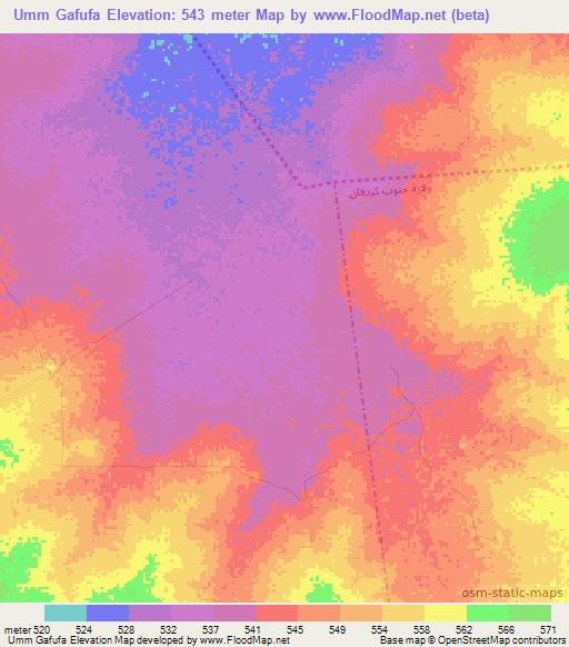 Umm Gafufa,Sudan Elevation Map