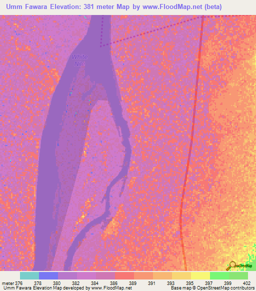 Umm Fawara,Sudan Elevation Map
