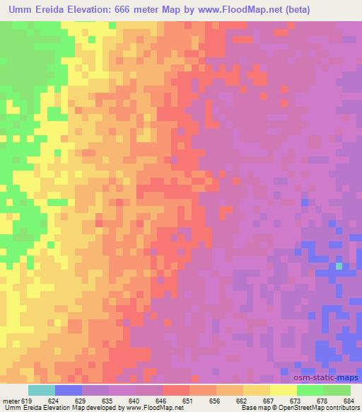 Umm Ereida,Sudan Elevation Map