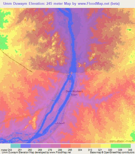 Umm Duwaym,Sudan Elevation Map