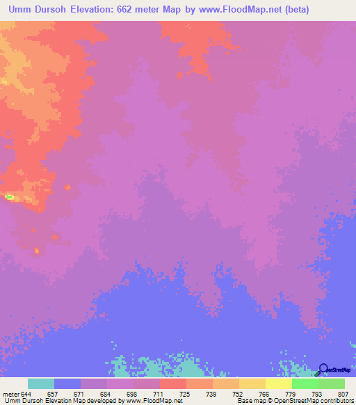 Umm Dursoh,Sudan Elevation Map