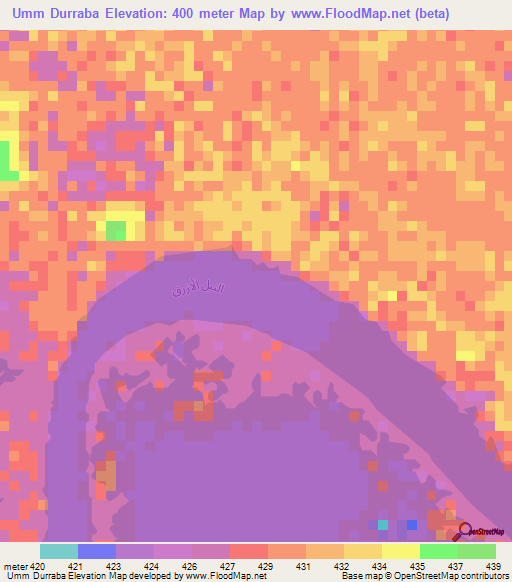 Umm Durraba,Sudan Elevation Map