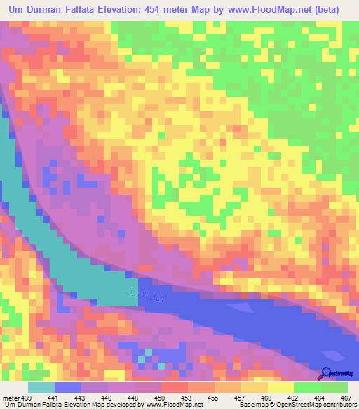 Um Durman Fallata,Sudan Elevation Map