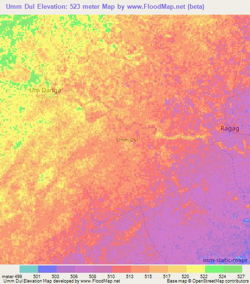 Umm Dul,Sudan Elevation Map