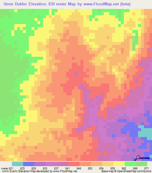 Umm Dukhn,Sudan Elevation Map