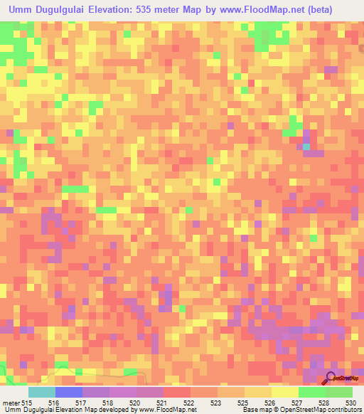 Umm Dugulgulai,Sudan Elevation Map