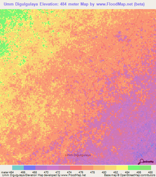 Umm Digulgulaya,Sudan Elevation Map