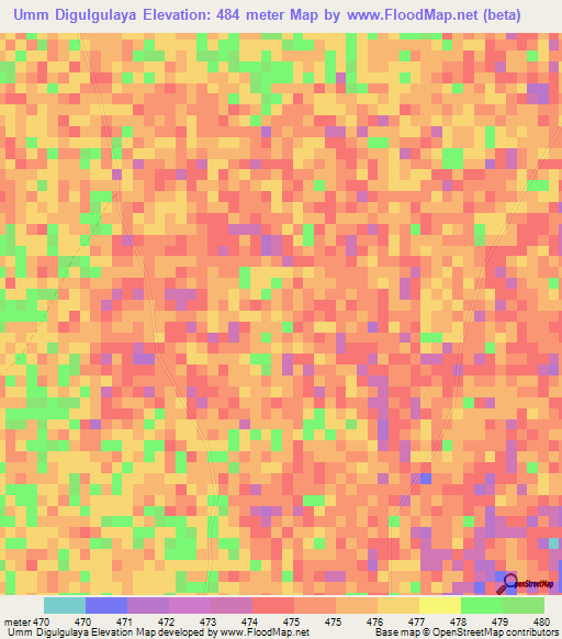 Umm Digulgulaya,Sudan Elevation Map