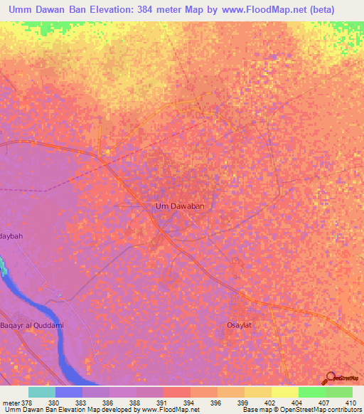 Umm Dawan Ban,Sudan Elevation Map
