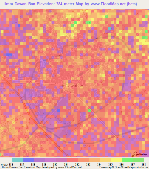 Umm Dawan Ban,Sudan Elevation Map