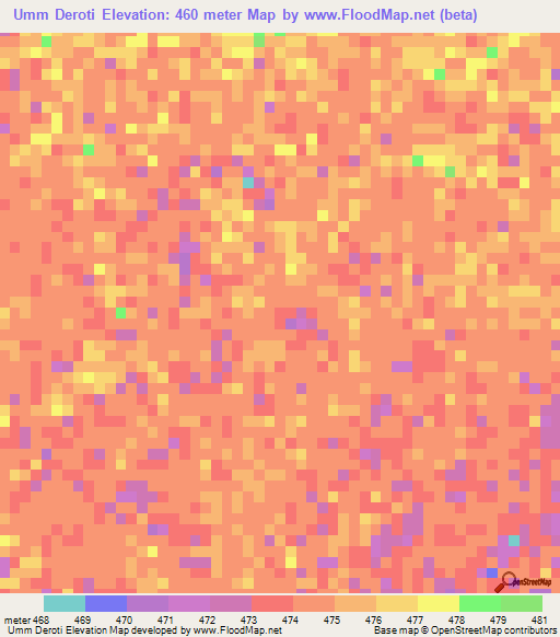 Umm Deroti,Sudan Elevation Map