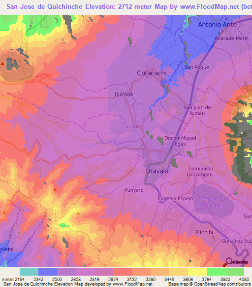 San Jose de Quichinche,Ecuador Elevation Map