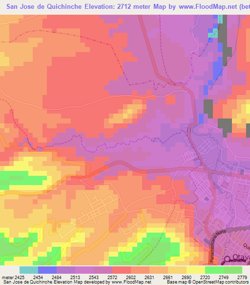 San Jose de Quichinche,Ecuador Elevation Map