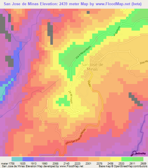San Jose de Minas,Ecuador Elevation Map