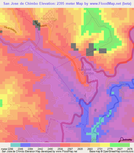 San Jose de Chimbo,Ecuador Elevation Map