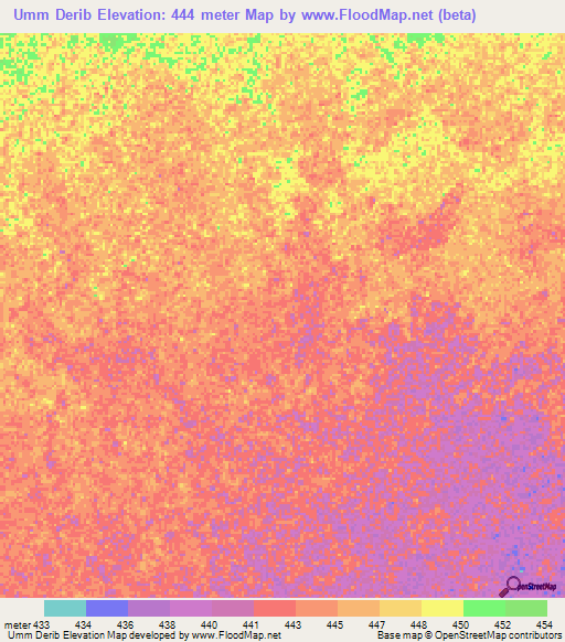 Umm Derib,Sudan Elevation Map