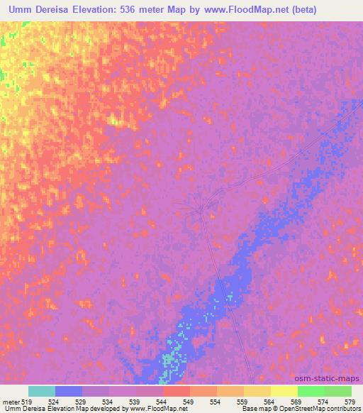 Umm Dereisa,Sudan Elevation Map