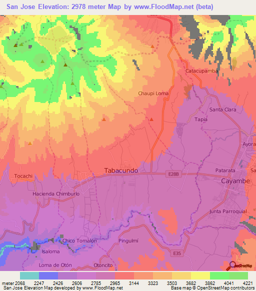 San Jose,Ecuador Elevation Map