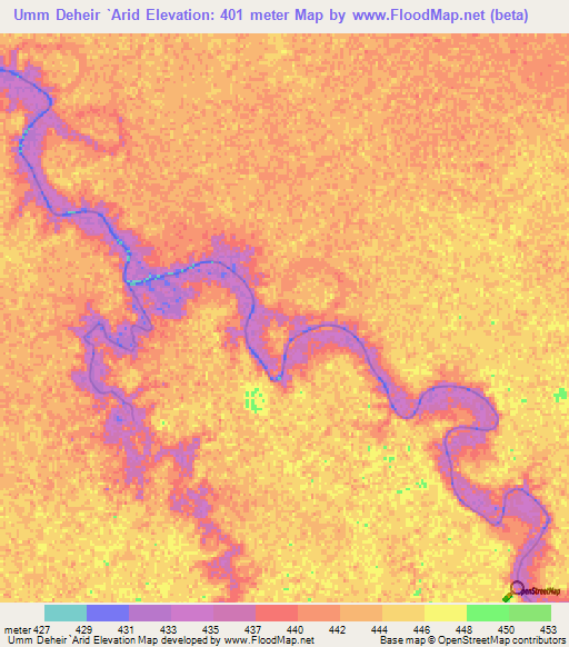 Umm Deheir `Arid,Sudan Elevation Map