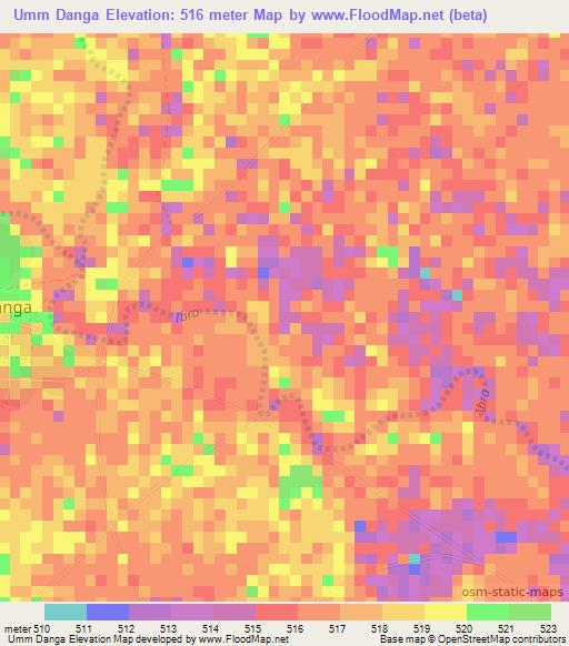 Umm Danga,Sudan Elevation Map