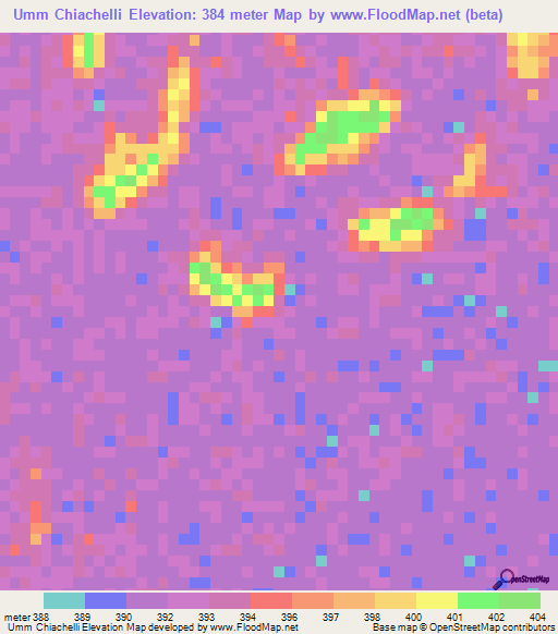 Umm Chiachelli,Sudan Elevation Map