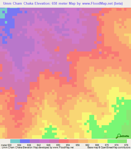 Umm Cham Chaka,Sudan Elevation Map