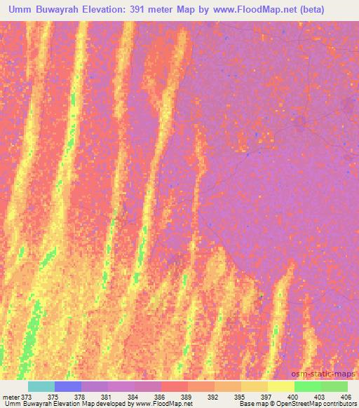 Umm Buwayrah,Sudan Elevation Map