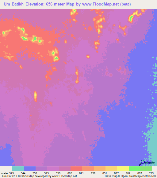 Um Batikh,Sudan Elevation Map