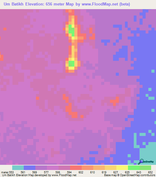Um Batikh,Sudan Elevation Map