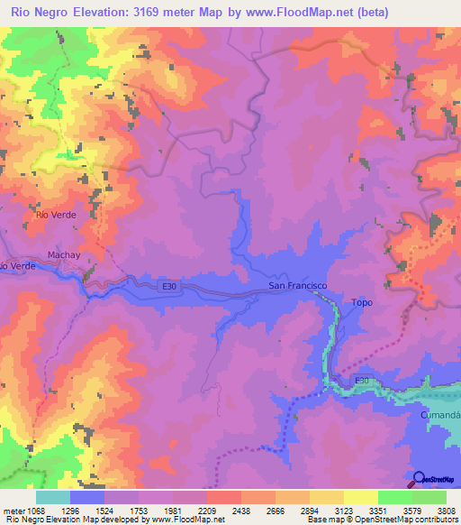Rio Negro,Ecuador Elevation Map