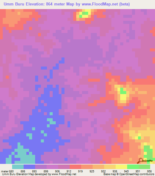 Umm Buru,Sudan Elevation Map