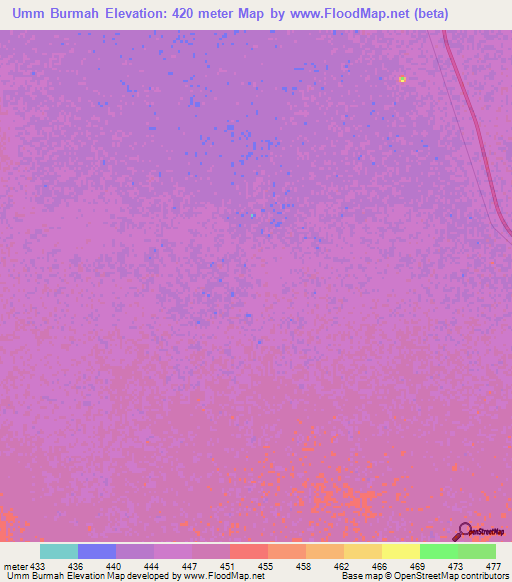 Umm Burmah,Sudan Elevation Map