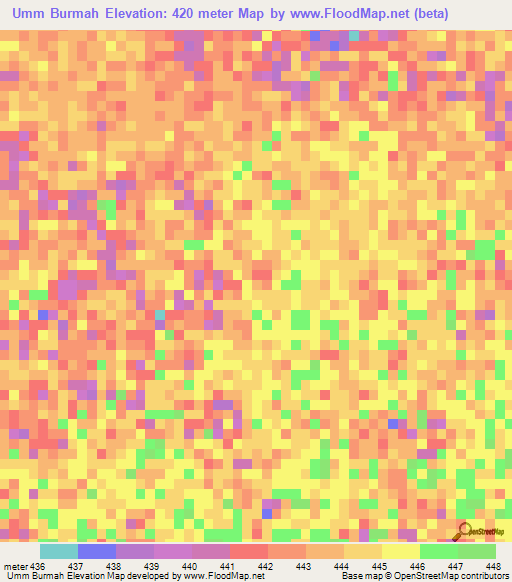 Umm Burmah,Sudan Elevation Map