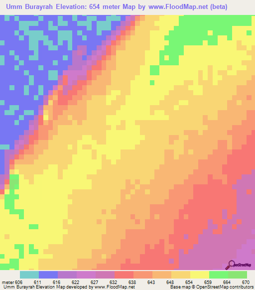 Umm Burayrah,Sudan Elevation Map