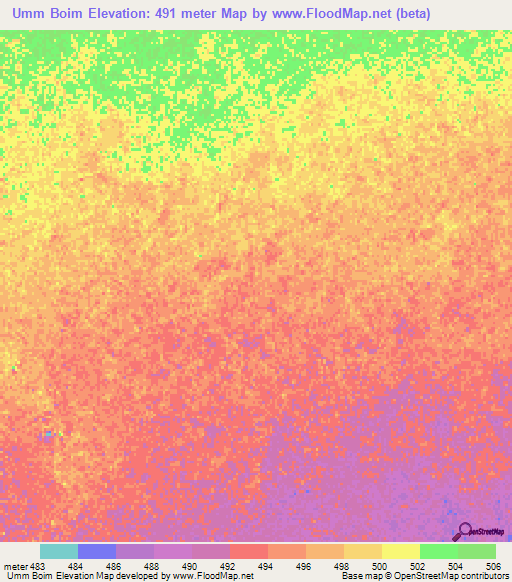 Umm Boim,Sudan Elevation Map